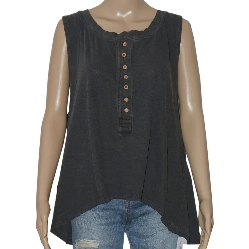 Free People We The Free Josie Henley Tank Sleeveless Button Top L